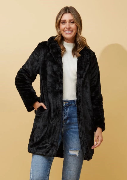 CKM Faux Fur Longline Coat